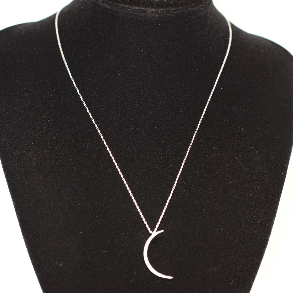 Half Moon 18k Gold Dipped White Topaz Necklace